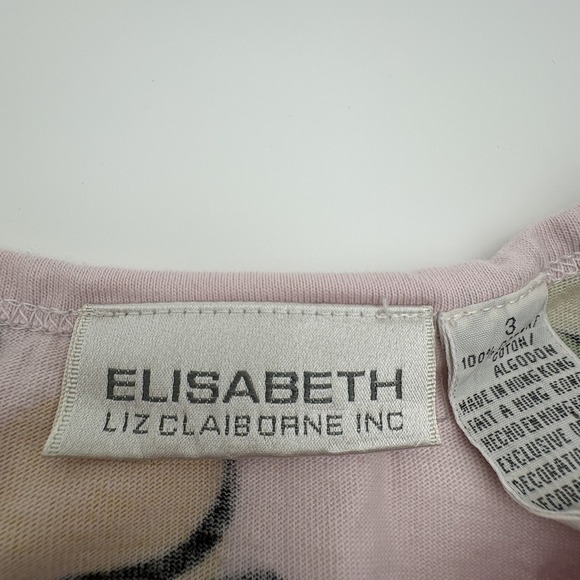 Vintage Elisabeth Shirt Womens 3 Multicolor Floral Beaded Short Sleeve Tee - Picture 5 of 8